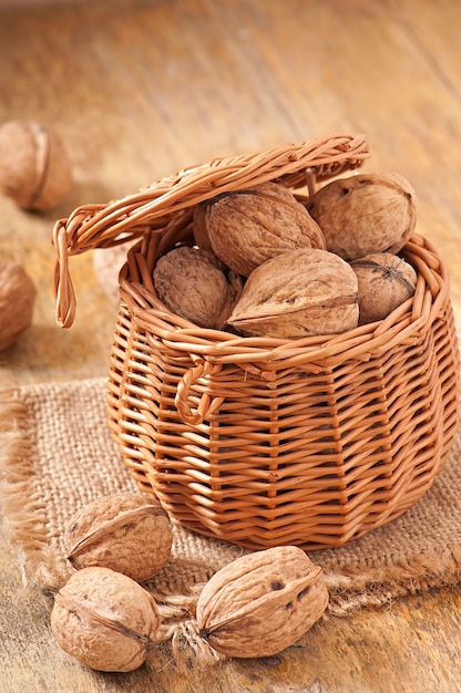 Basket full of walnuts