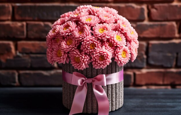 Photo basket gift with flowers