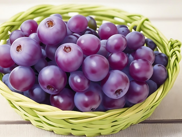 A basket of Grapes on a table natural background