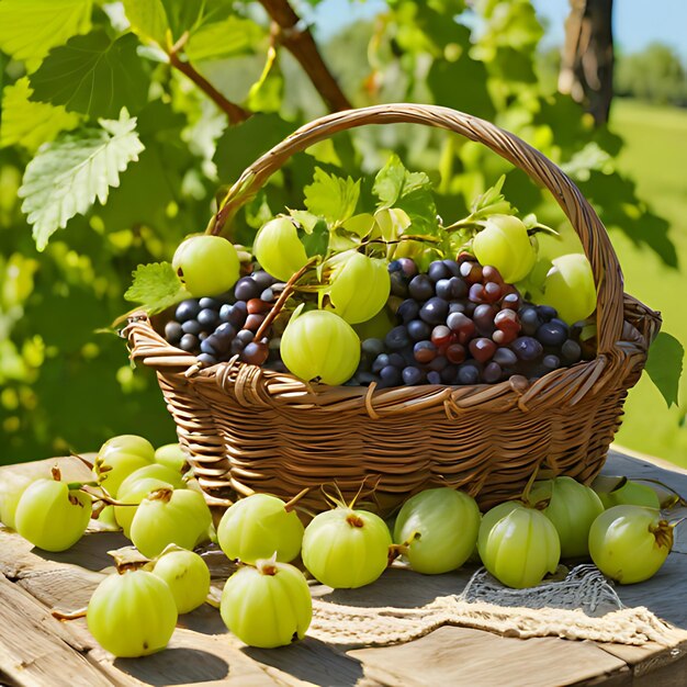 a basket of grapes with grapes in it and a basket of grapes