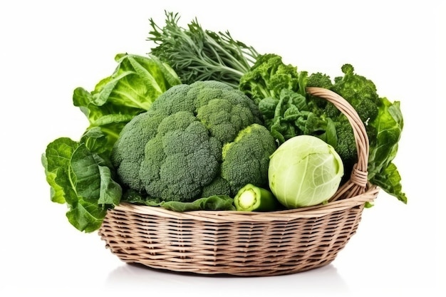 Basket green vegetables Diet natural Generate Ai
