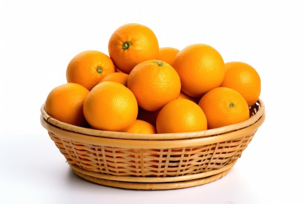 A basket of oranges isolated on white background