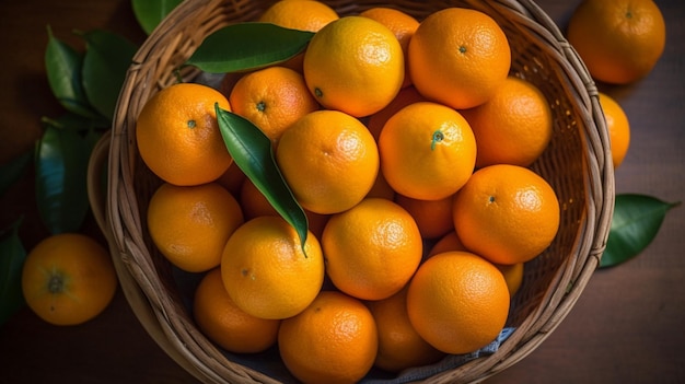 Basket of oranges Top down view