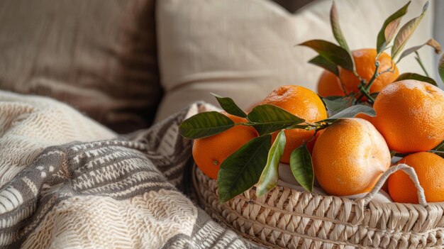 Photo a basket of oranges