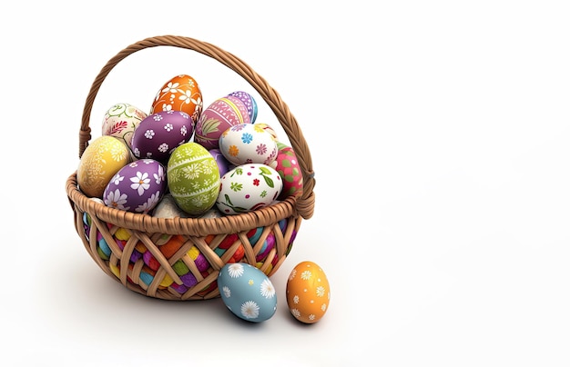 Basket of Painted Easter Egg Seasonal decoration Generative AI