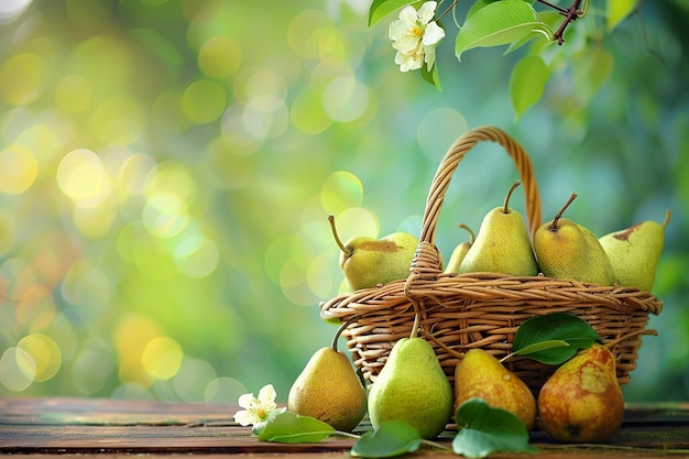 Basket of Pears on Table