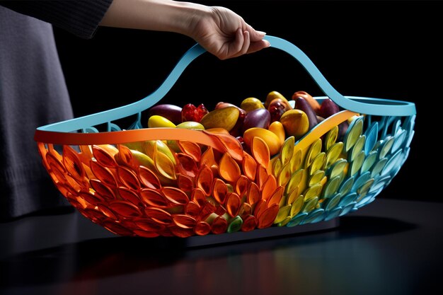 Basket Placed Against Vibrant Colors Canvas