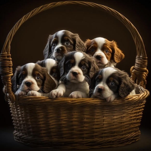 A basket of puppies