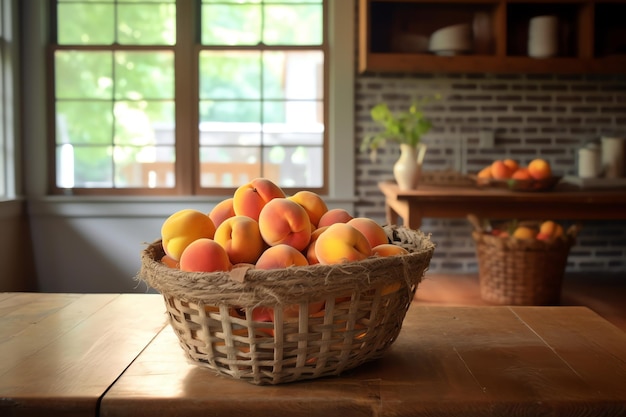 A basket of ripe peaches