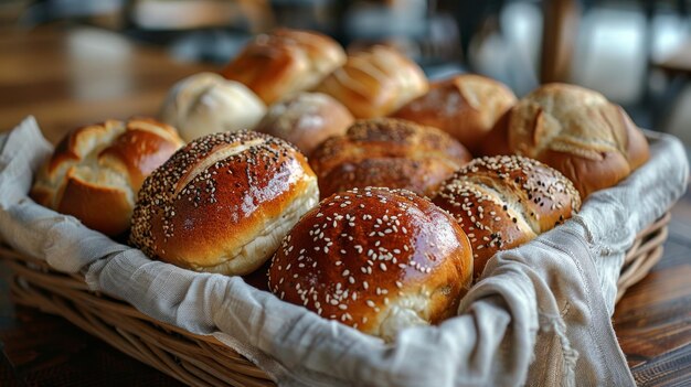 Basket of Rolls on Table