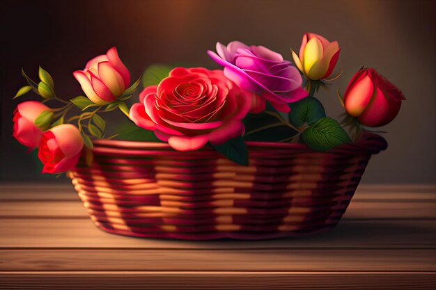 A basket of roses