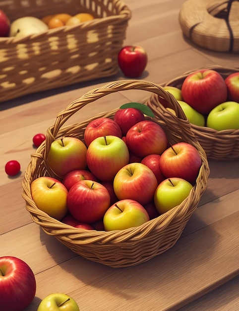 Photo a basket of seasonal mixed fruits