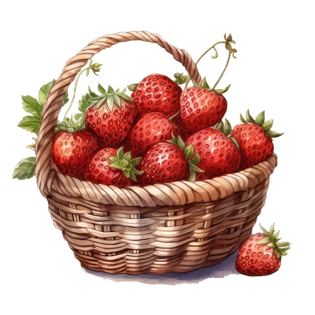 A basket of strawberries with a handle