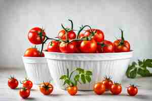 Photo a basket of tomatoes with a bunch of tomatoes in it