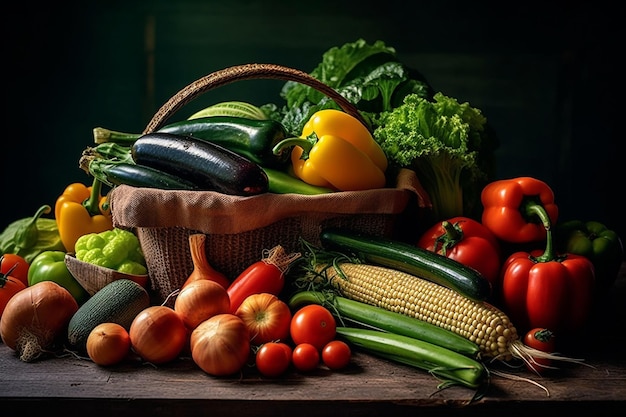 a basket of vegetables and a basket of vegetables.