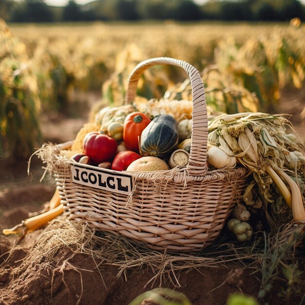 a basket of vegetables with a sign that says blac on it