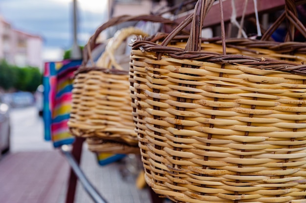 A basket of vines is sold on the street in the Turkish city of Alanya