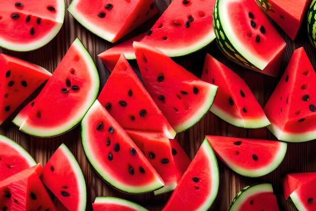 A basket of watermelon with black seeds