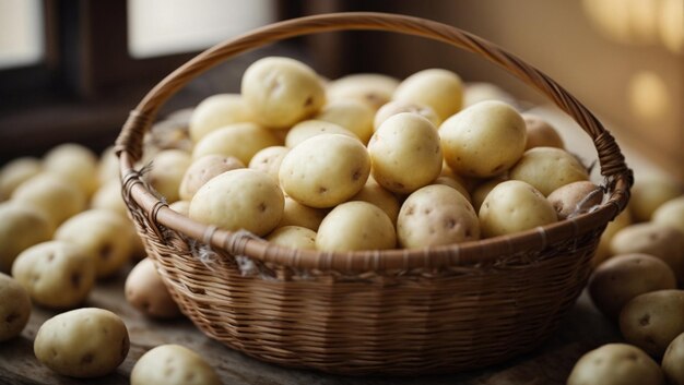 A basket of white potatoes