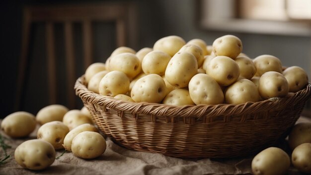 A basket of white potatoes