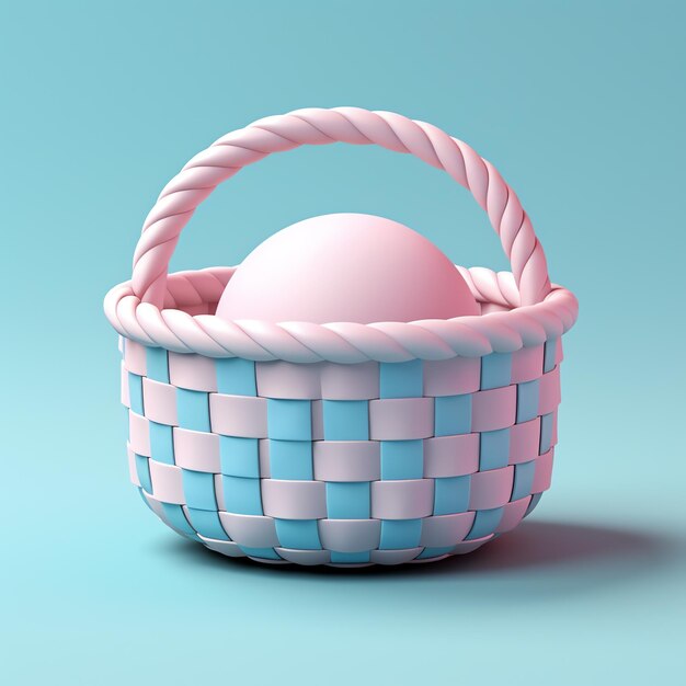 Basket with a big pink sphere inside