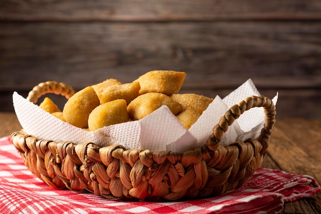 Basket with Brazilian snacks Party food