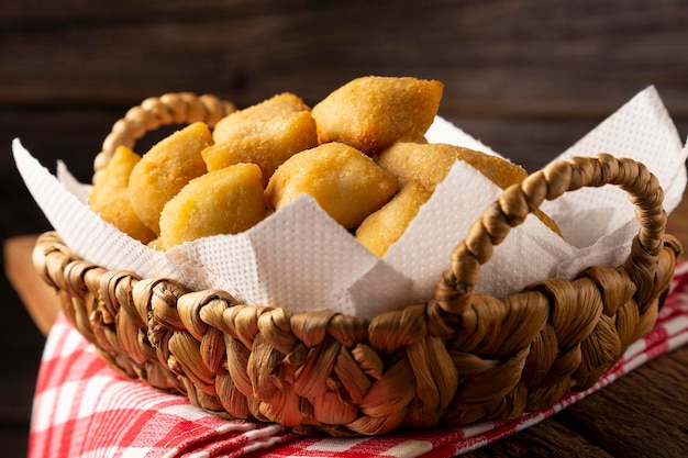 Photo basket with brazilian snacks party food