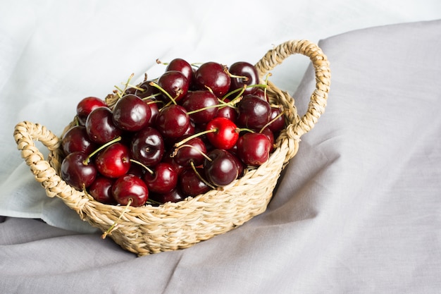 Basket with cherries