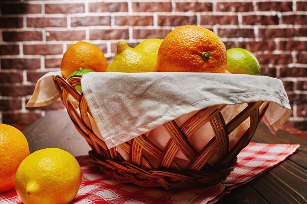 Basket with citrus fruit