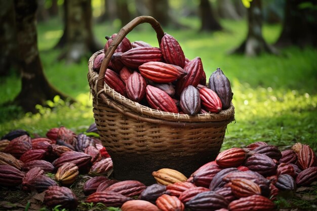 Basket with Cocoa Beans