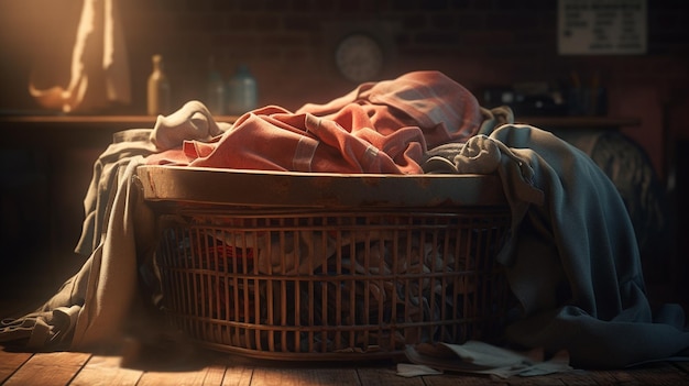 Basket with dirty clothes Generative Ai