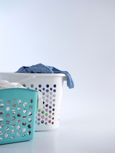 Basket with dirty clothes for washing