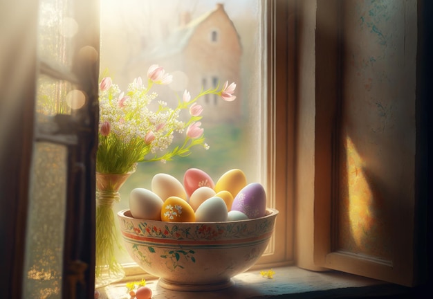 Basket with Easter eggs