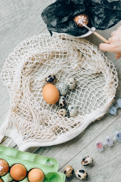 Basket with egg photo