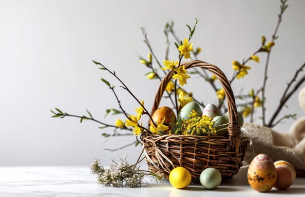 basket with eggs easter eggs in basket