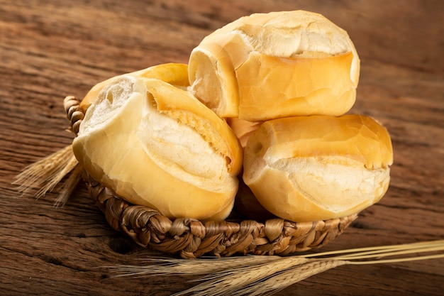 Basket with French breads French bread traditional brazilian bread