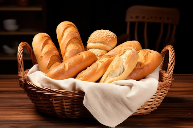 Basket with French breads