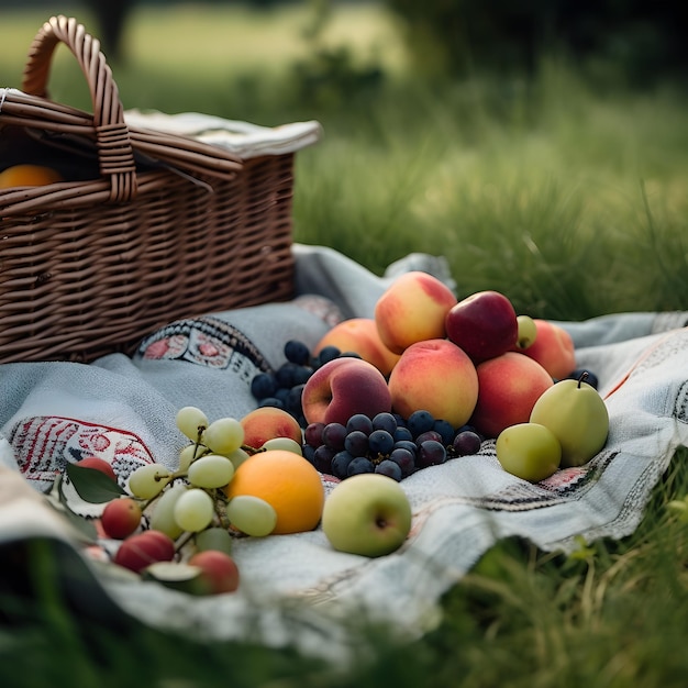 A basket with fruit on it