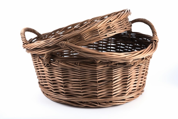 A basket with handles that say'basket'on it