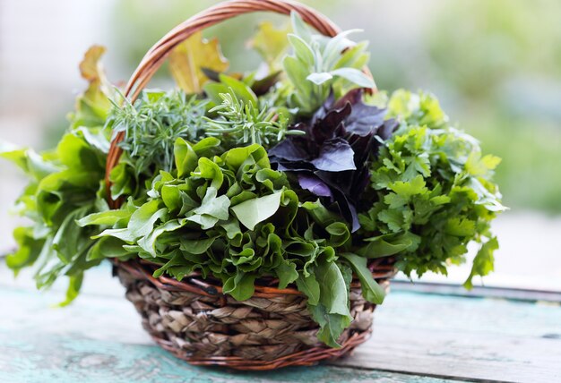 Basket with herbs