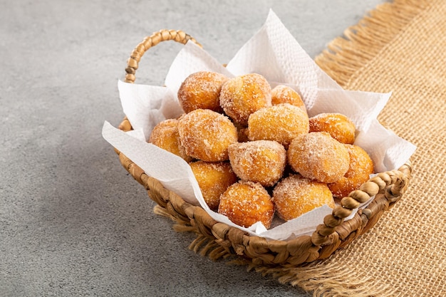 Basket with rain cookies In Brazil known as bolinho de chuva