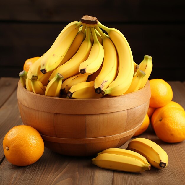 Basket with tasty ripe bananas on color background