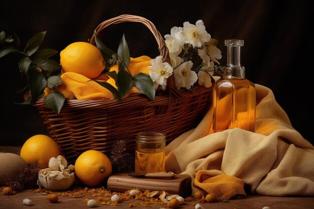 Photo a basket with a variety of products ready to be used