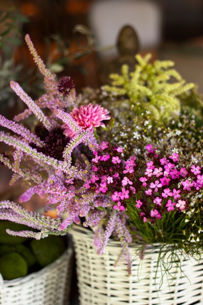 Basket with wildflowers