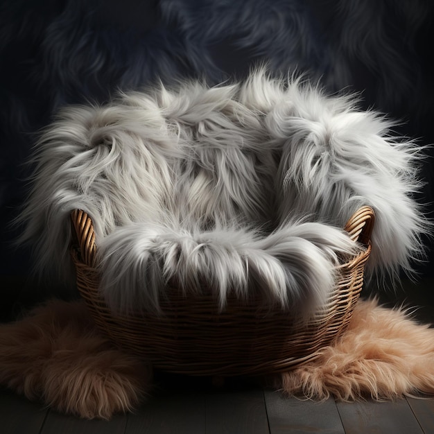 Basket with wool blanket for newborn photography newborn photography background