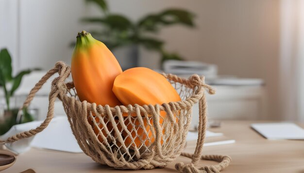 a basket of yellow corn on a table with a basket of corn on it