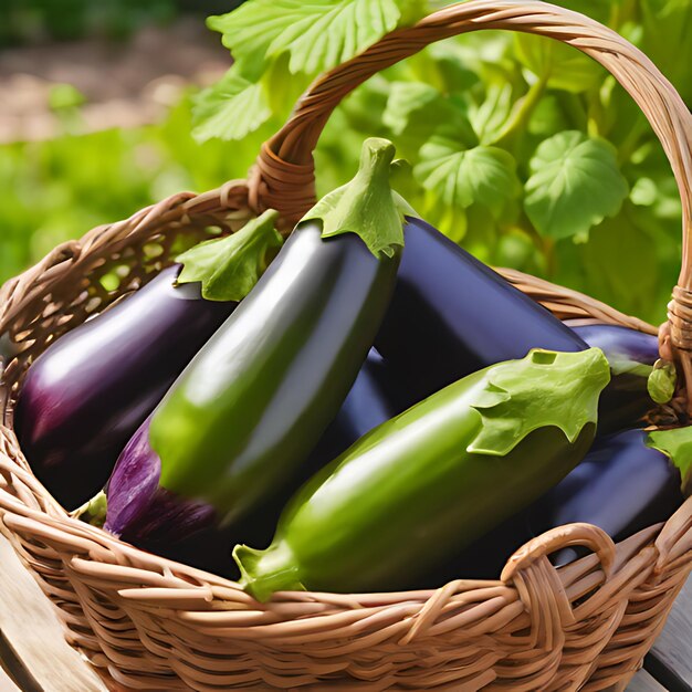 Foto un cesto di zucchine con una foglia a foglia in cima