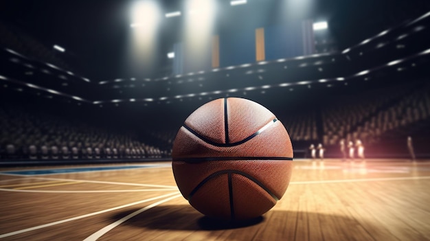 Basketbal op de achtergrond van het basketbalstadion