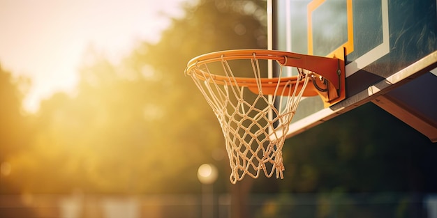 Basketbal op het punt om te scoren Precise Moment Hoop Dreams