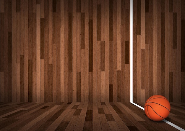 Basketbal op Hof 3d render Illustratie